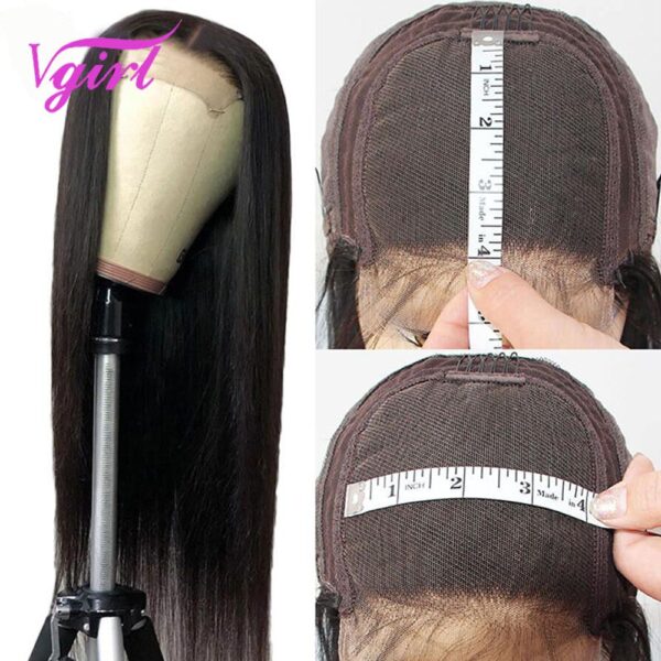 Real Brazilian Straight Hair Wigs 4x4 Lace Front Wigs Pre Plucked Hairline