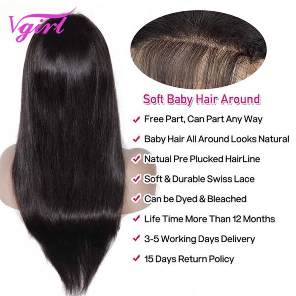 Real Brazilian Straight Hair Wigs 4x4 Lace Front Wigs Pre Plucked Hairline
