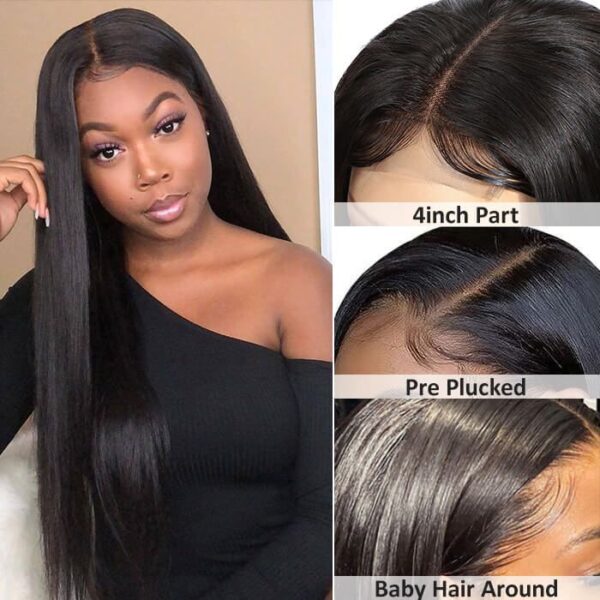 4x4 HD Lace Wig Straight Transparent Lace Closure Wigs Pre-plucked Hairline