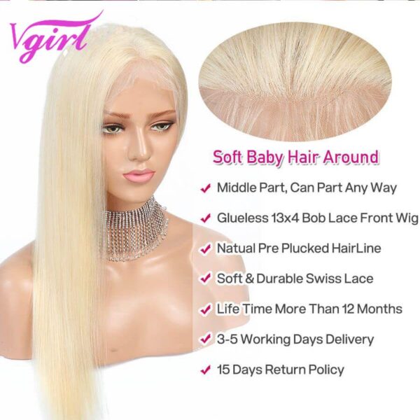 Glueless 613 Blonde Straight Hair Wigs Pre Plucked 13X4 Lace Front Wigs for Black Women