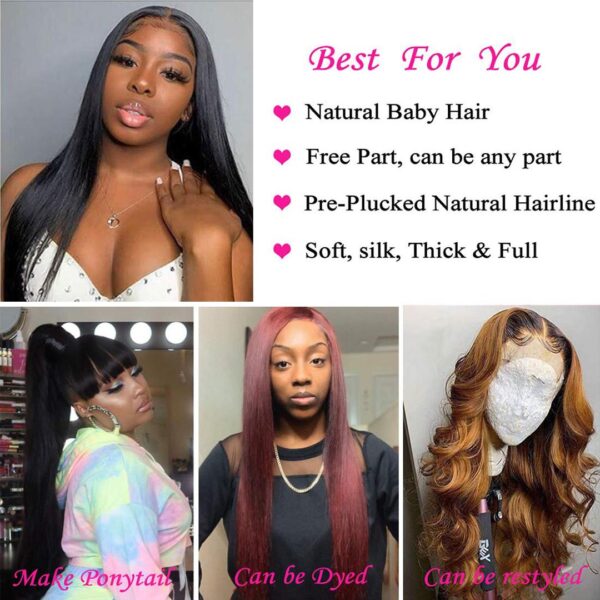 13x6 Straight Lace Front Human Hair Wigs Pre Plucked Hairline Deep Part Brazilian Hair Wigs For Black Women