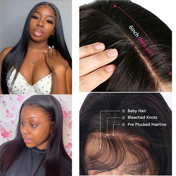 13x6 Straight Lace Front Human Hair Wigs Pre Plucked Hairline Deep Part Brazilian Hair Wigs For Black Women
