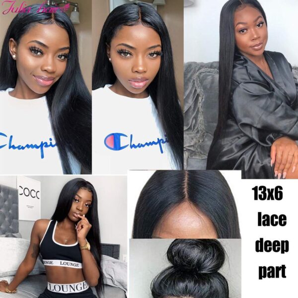 13x6 Straight Lace Front Human Hair Wigs Pre Plucked Hairline Deep Part Brazilian Hair Wigs For Black Women