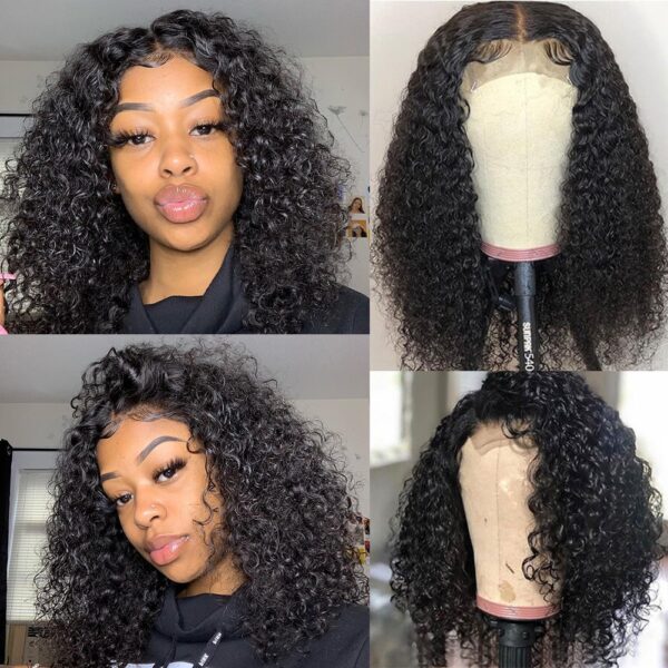 4x4 Lace Closure Human Hair Wigs Brazilian Curly Hair Wigs Pre Plucked With Baby Hair