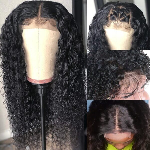 4x4 Lace Closure Human Hair Wigs Brazilian Curly Hair Wigs Pre Plucked With Baby Hair