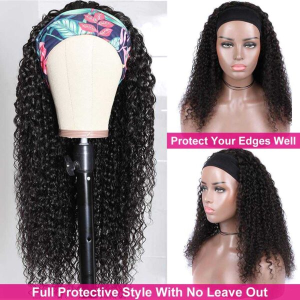 Deep Curly Headband Wig Human Hair Wigs for Black Women