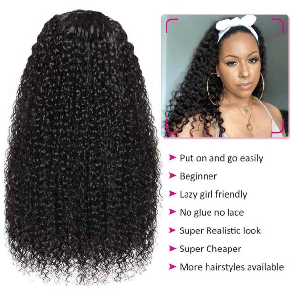 Deep Curly Headband Wig Human Hair Wigs for Black Women