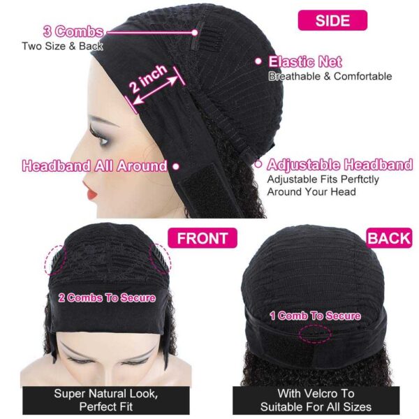Deep Curly Headband Wig Human Hair Wigs for Black Women