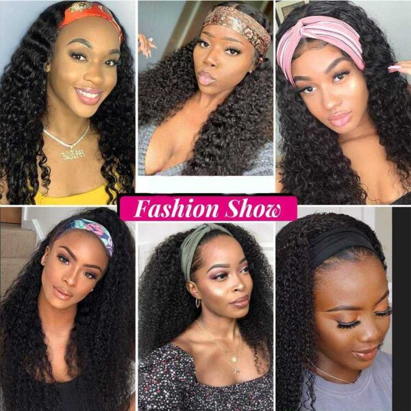 Deep Curly Headband Wig Human Hair Wigs for Black Women