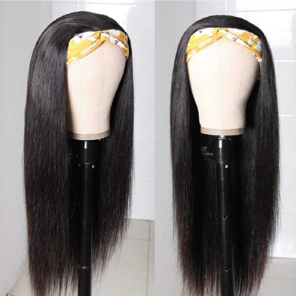 Headband Wig Human Hair Wigs for Black Women Brazilian Straight Scarf Wigs None Lace Wigs Natural Color