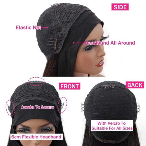 Headband Wig Human Hair Wigs for Black Women Brazilian Straight Scarf Wigs None Lace Wigs Natural Color