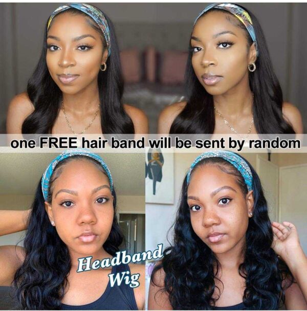 Headband Wig Human Hair Wigs for Black Women Brazilian Straight Scarf Wigs None Lace Wigs Natural Color