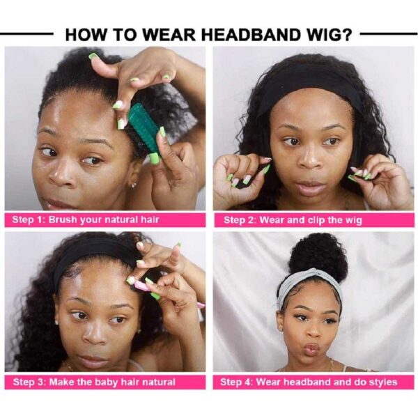 Headband Wig Human Hair Wigs for Black Women Brazilian Straight Scarf Wigs None Lace Wigs Natural Color