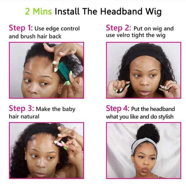 Water Wave Headband Wig Wet Any Wavy Human Hair Wigs for Black Women