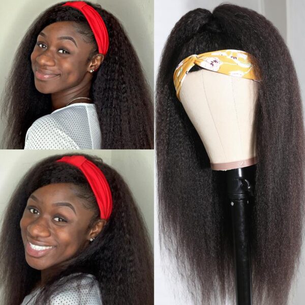 Yaki Headband Wig Human Hair Brazilian Kinky Straight Hair Wigs for Black Women