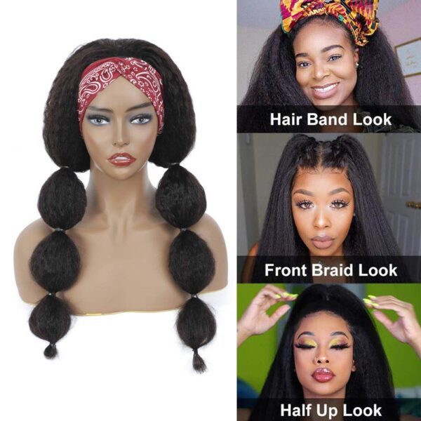 Yaki Headband Wig Human Hair Brazilian Kinky Straight Hair Wigs for Black Women
