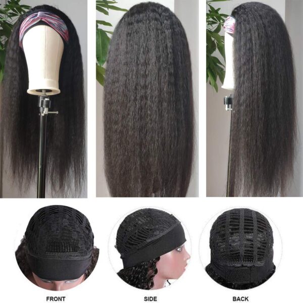 Yaki Headband Wig Human Hair Brazilian Kinky Straight Hair Wigs for Black Women