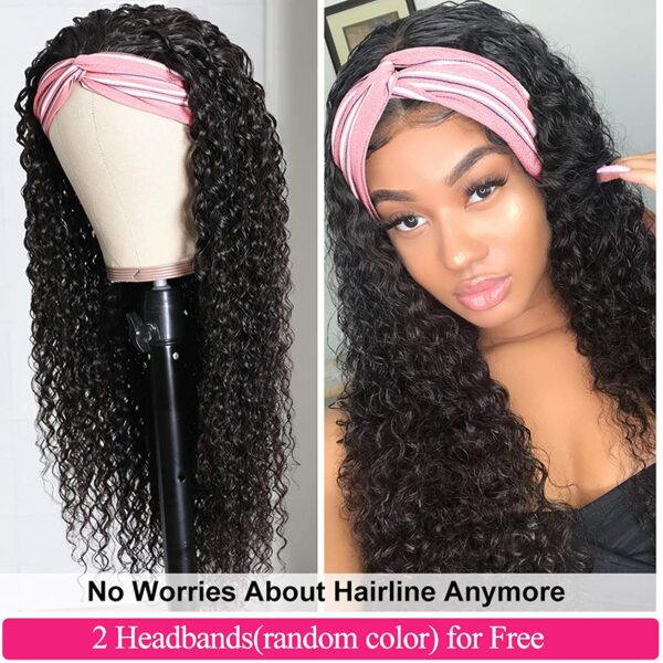 Deep Curly Headband Wigs Human Hair Thickness and Natural