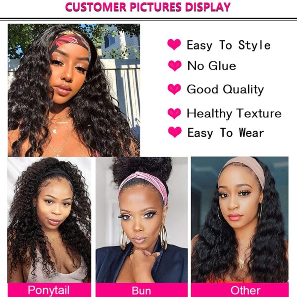 Deep Curly Headband Wigs Human Hair Thickness and Natural