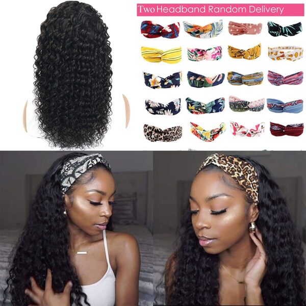 Deep Curly Headband Wigs Human Hair Thickness and Natural