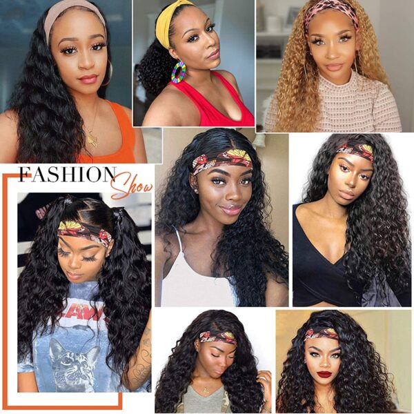Deep Curly Headband Wigs Human Hair Thickness and Natural