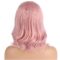 Wavy Wig With Bangs Short Bob Pink Wig for Women Shoulder Length Curly Wavy Synthetic Cosplay Wig