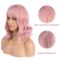 Wavy Wig With Bangs Short Bob Pink Wig for Women Shoulder Length Curly Wavy Synthetic Cosplay Wig