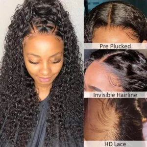 13×4 HD Lace Wig Kinky Curly Human Hair Lace Front Wigs with Baby Hair