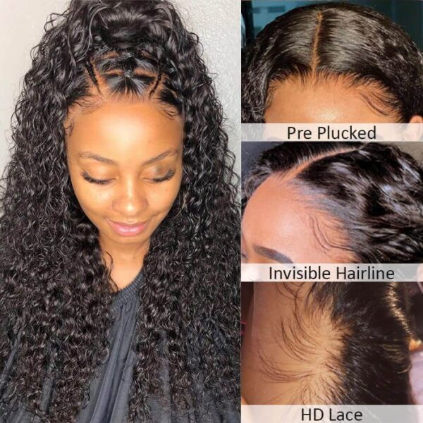 13×4 HD Lace Wig Kinky Curly Human Hair Lace Front Wigs with Baby Hair