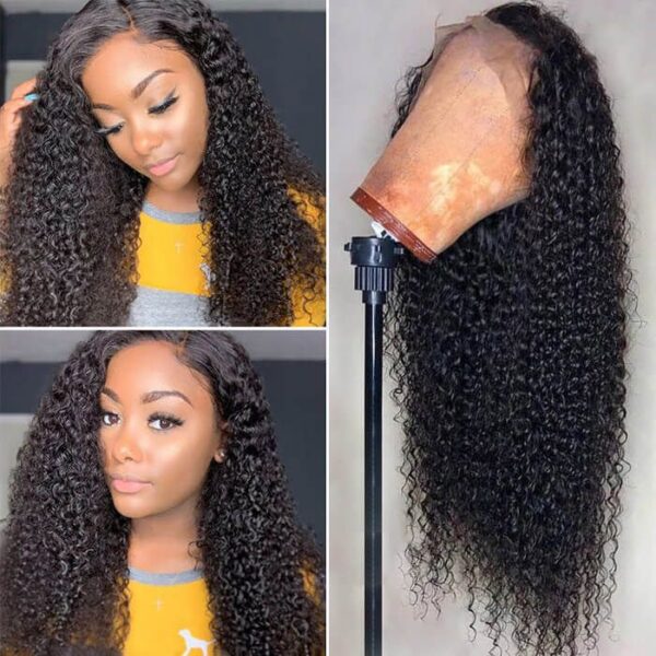 13×4 HD Lace Wig Kinky Curly Human Hair Lace Front Wigs with Baby Hair
