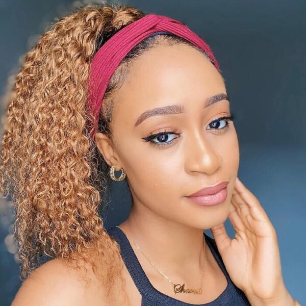 Glueless Blonde #27 Curly Headband Wig Human Hair Easy Install