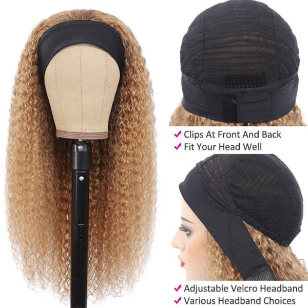 Glueless Blonde #27 Curly Headband Wig Human Hair Easy Install