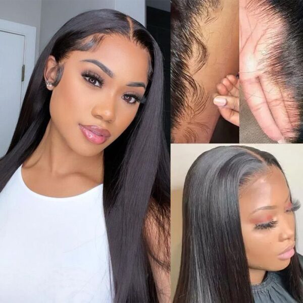 4x4 HD Lace Wig Straight Transparent Lace Closure Wigs Pre-plucked Hairline