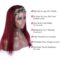 Beautiful 99j Burgundy Color Headband Wig Straight Human Hair Half Wig