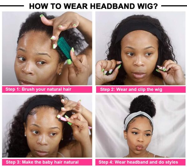 22 inch Body Wave Headband Wig No Gel Synthetic Long Wavy Wigs for Black Women