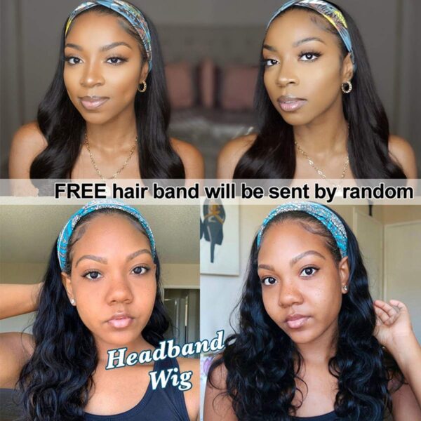 22 inch Body Wave Headband Wig No Gel Synthetic Long Wavy Wigs for Black Women