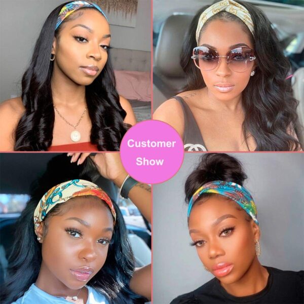 22 inch Body Wave Headband Wig No Gel Synthetic Long Wavy Wigs for Black Women