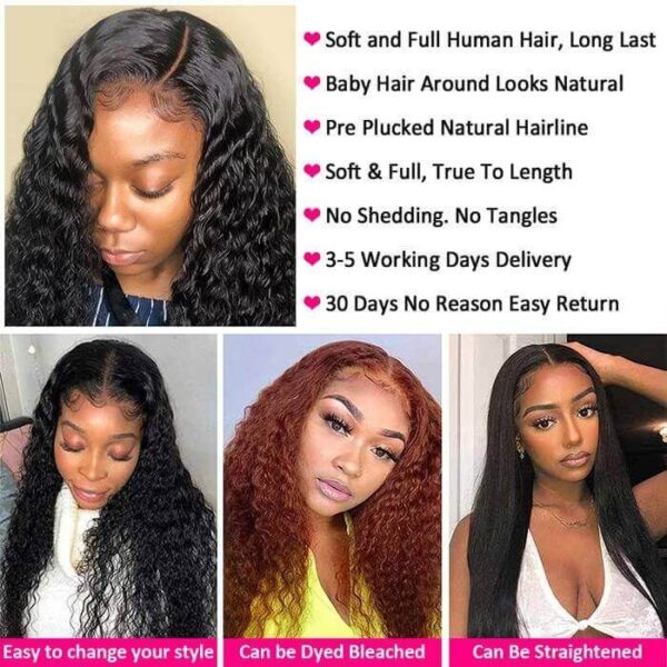 Deep Wave 4x4 HD Lace Closure Wig Density 180% Pre Plucked