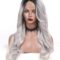 1B/Grey Ombre L Part Lace Front Synthetic Wig for Women