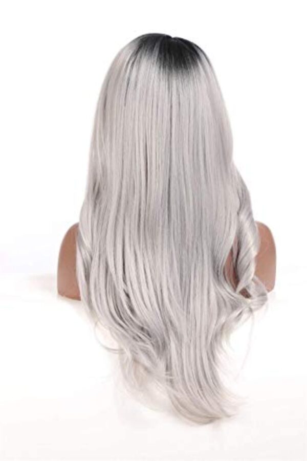 1B/Grey Ombre L Part Lace Front Synthetic Wig for Women