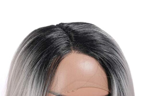 1B/Grey Ombre L Part Lace Front Synthetic Wig for Women