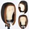 T Lace Front Wigs for Women Synthetic Highlights Bob Wigs Short Straight Middle Part Wig
