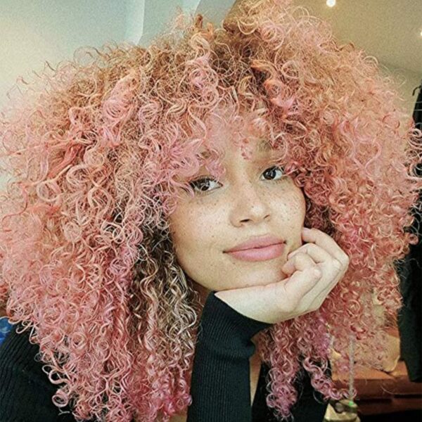 L Part Kinkys Curly Afro Lace Front Wigs Synthetic Heat Resistant Wigs for Women