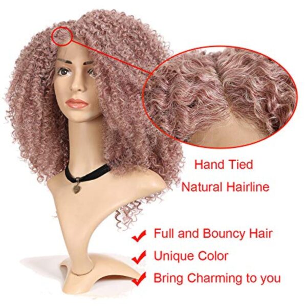 L Part Kinkys Curly Afro Lace Front Wigs Synthetic Heat Resistant Wigs for Women