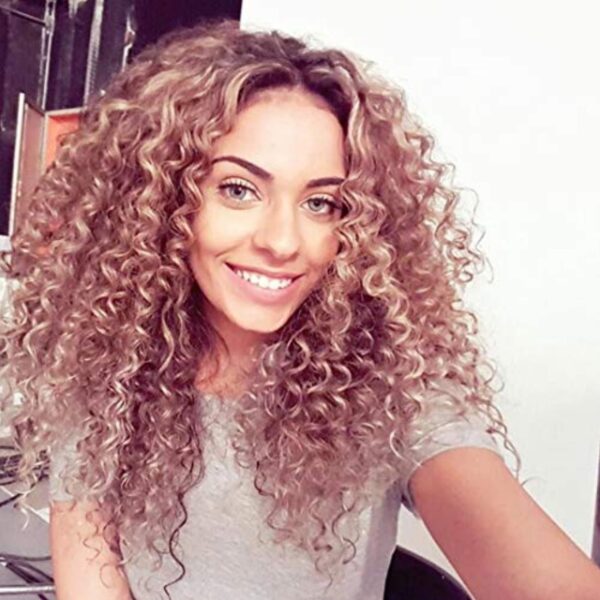 L Part Kinkys Curly Afro Lace Front Wigs Synthetic Heat Resistant Wigs for Women