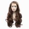 T-part Lace Front wigs with Heat Resistance Long Wavy Brown Synthetic Hair