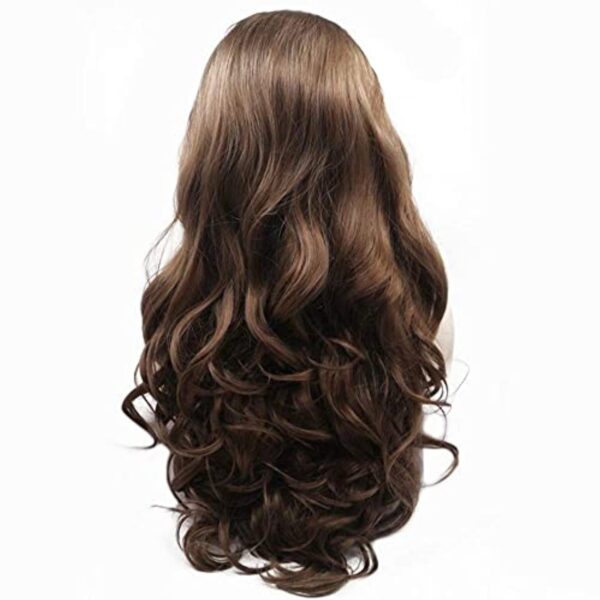 T-part Lace Front wigs with Heat Resistance Long Wavy Brown Synthetic Hair
