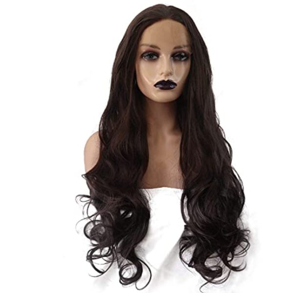 T-part Lace Front wigs with Heat Resistance Long Wavy Brown Synthetic Hair