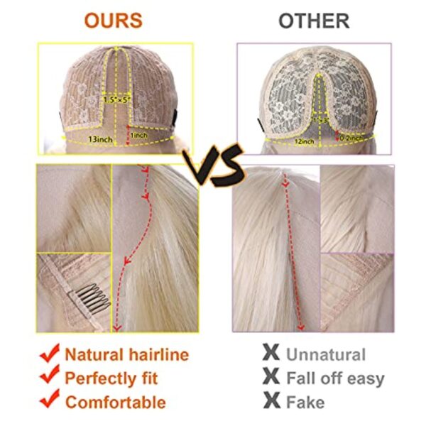 Synthetic Hair Real Natural For Women Soft T Part Straight Lace Front Wig