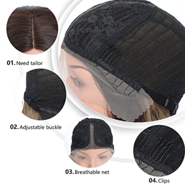 30”Synthetic T Part  Lace Front Wigs Ombre Brown Middle Part Synthetic Wig